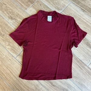 Maroon mock neck top